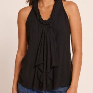 Vintage Guess by Marciano Black Silk Y2K Frilly Tank Top Small